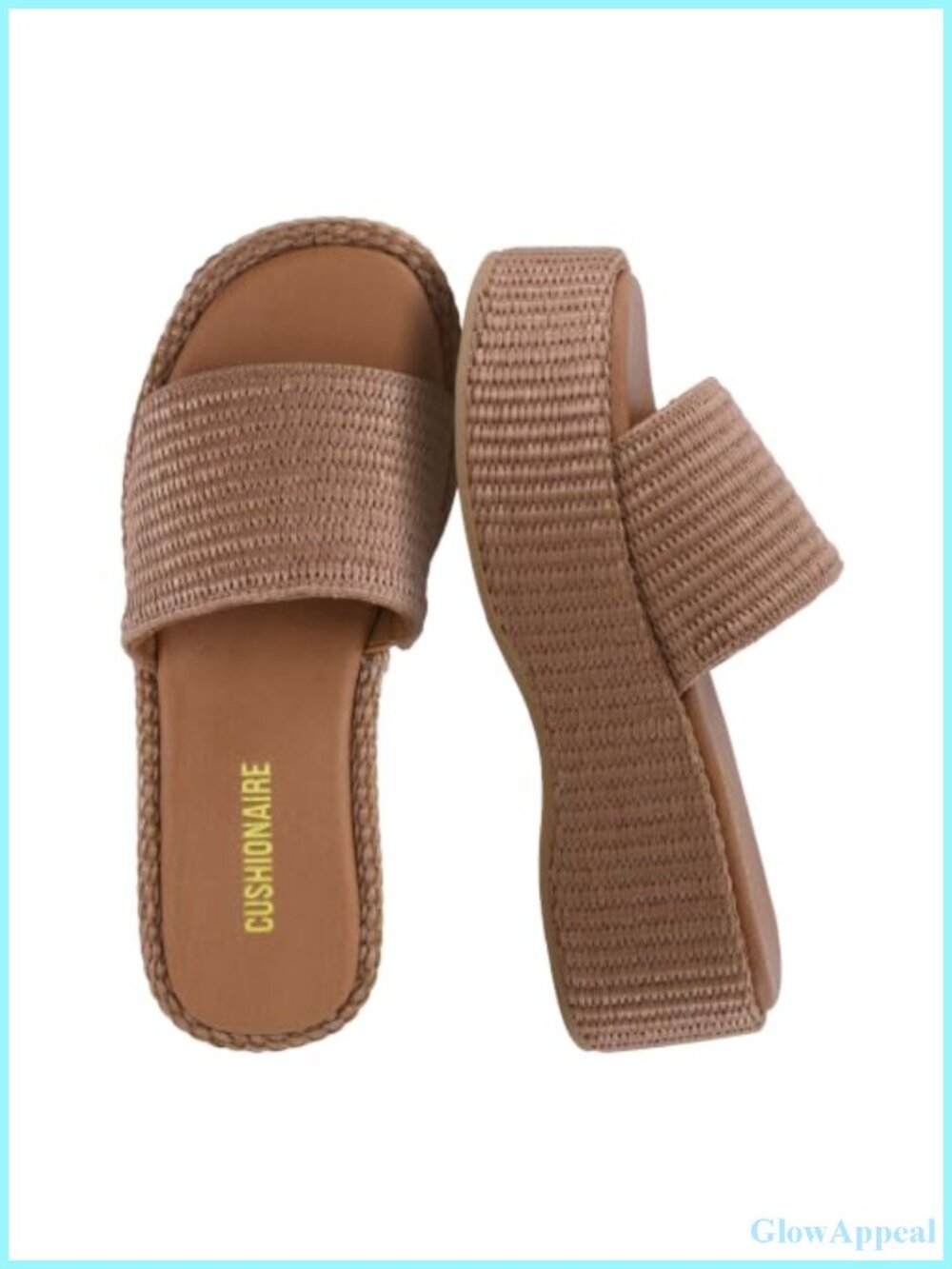 Raffia Platform Sandals for Women with Cushioned Footbed Slip-On Open Toe